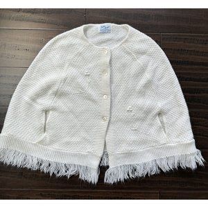 Julius Berger Shawl Girls Toddler One Size Knit Acrylic Vintage 50s Off White